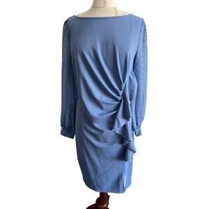 Jasambac Women's Swiss Dot Mesh Long Sleeve Cocktail Dress Large